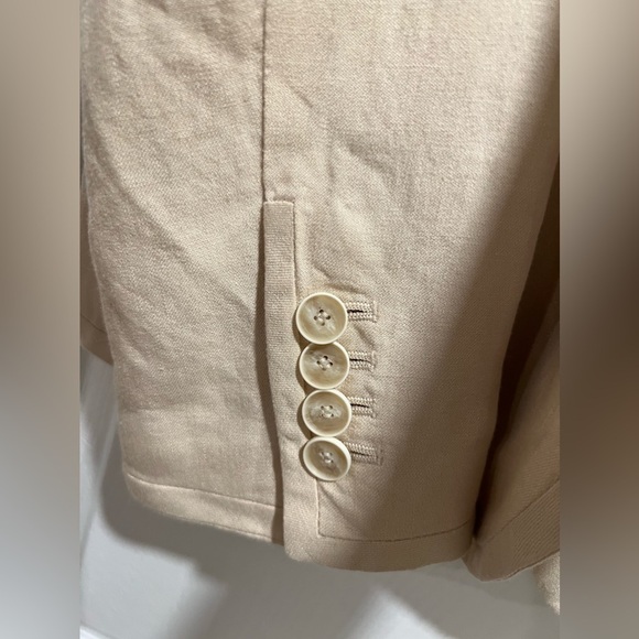 Talbots Tan Button Front Linen Blazer - Size 10 - Picture 3 of 5